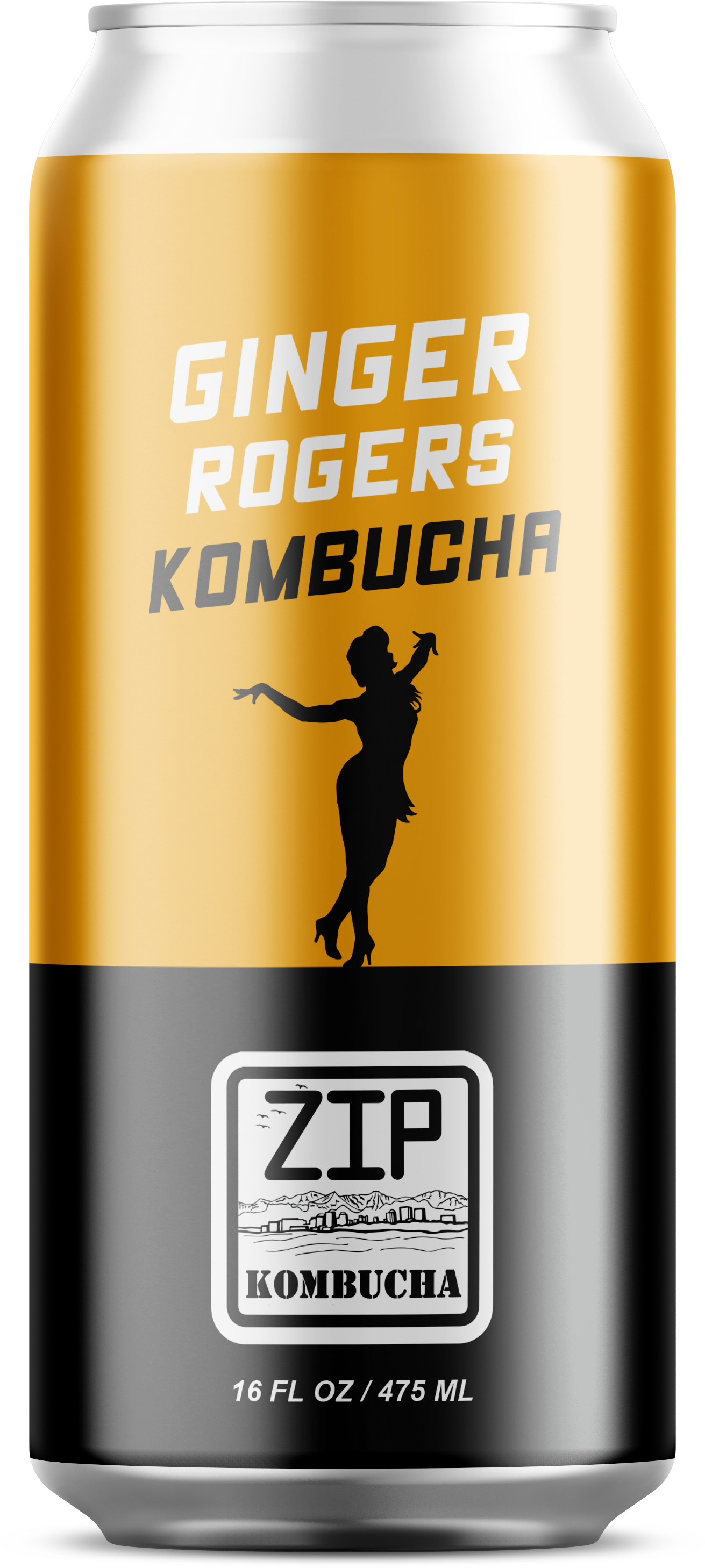 Ginger Rogers Ginger Kombucha 16oz can by Zip Kombucha